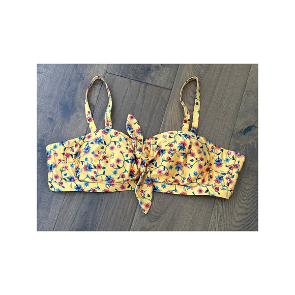 Modcloth Santa Barbara Saturday Floral Bikini Swim Top Yellow Retro Pinup 2X NWT - Picture 3 of 7